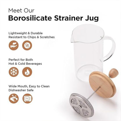 Stainable Bamboo French Press Coffee Maker | Eco-Friendly Glass Coffee Press