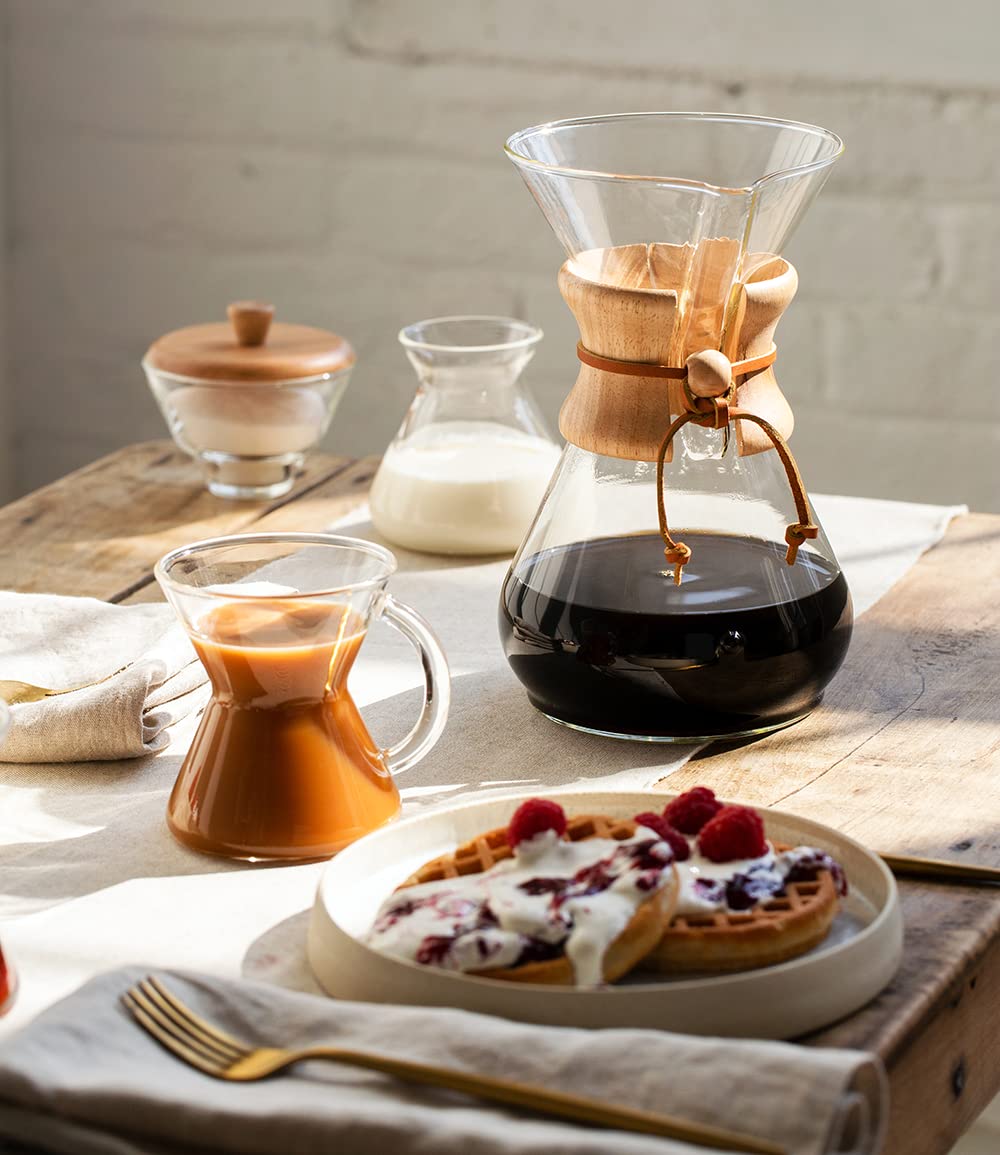 Chemex Classic Glass Coffee Maker with Wooden Collar – Iconic Hourglass Design for Pure Flavor