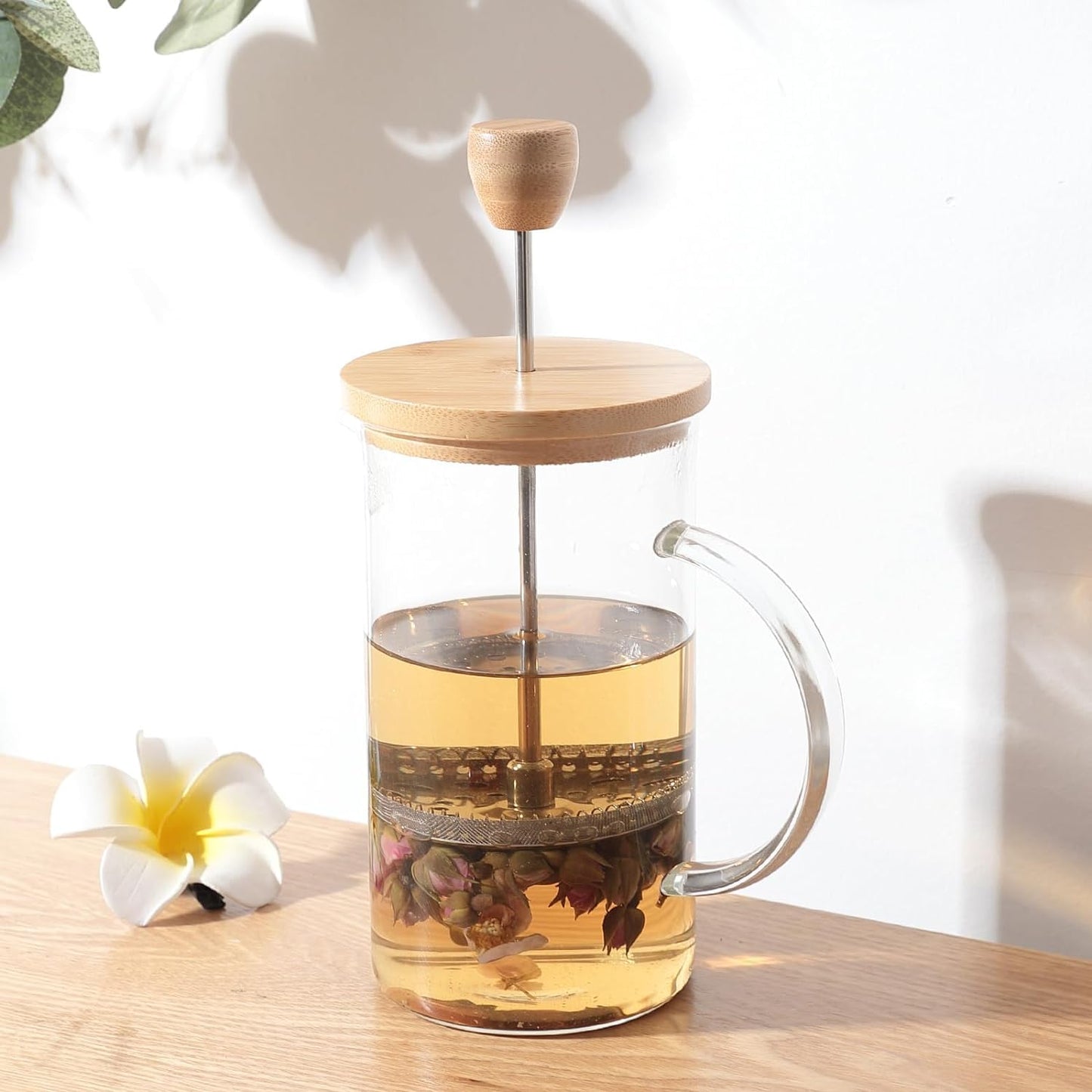 Stainable Bamboo French Press Coffee Maker | Eco-Friendly Glass Coffee Press